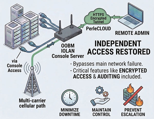 Gestion centralisée PerleCLOUD d’un centre de données via un serveur console IOLAN