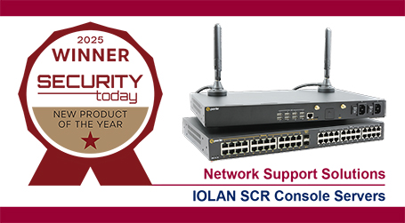 IOLAN SCR Console Server et Security Today 2025 Badge du nouveau produit de l'année